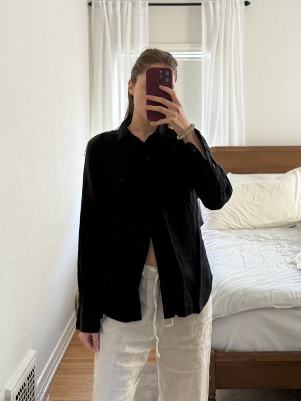 J. Crew Black Linen Wren Slim Fit Shirt